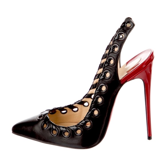Christian Louboutin Shoes - Christian Louboutin Black Leather Slingback Pumps